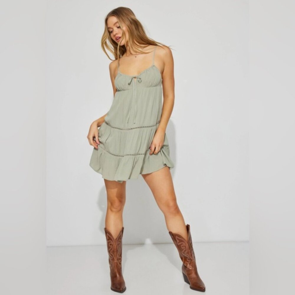 Garage | Kiara Babydoll Mini Dress in Green